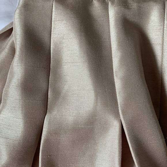 COPY - Laura Petite beige faux silk deep V ruffle collar box pleat sleeveless d… - Picture 5 of 8